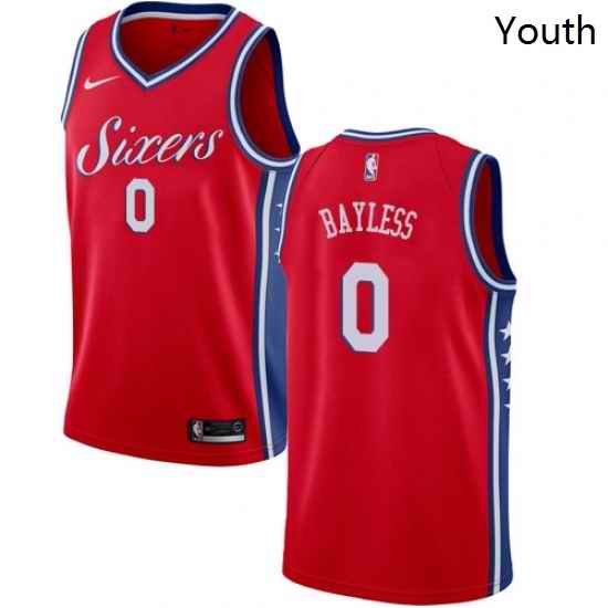 Youth Nike Philadelphia 76ers 0 Jerryd Bayless Swingman Red Alternate NBA Jersey Statement Edition